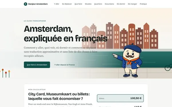De website Bonjour Amsterdam