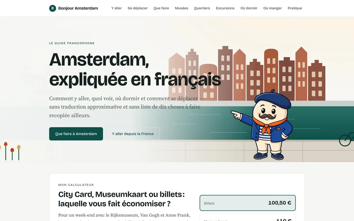 De homepage van Bonjour Amsterdam