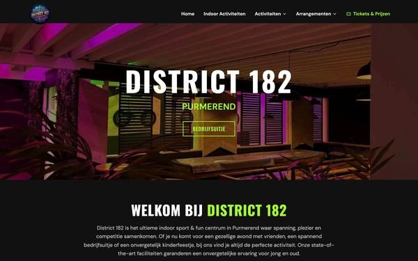 Screenshot van de website District 182