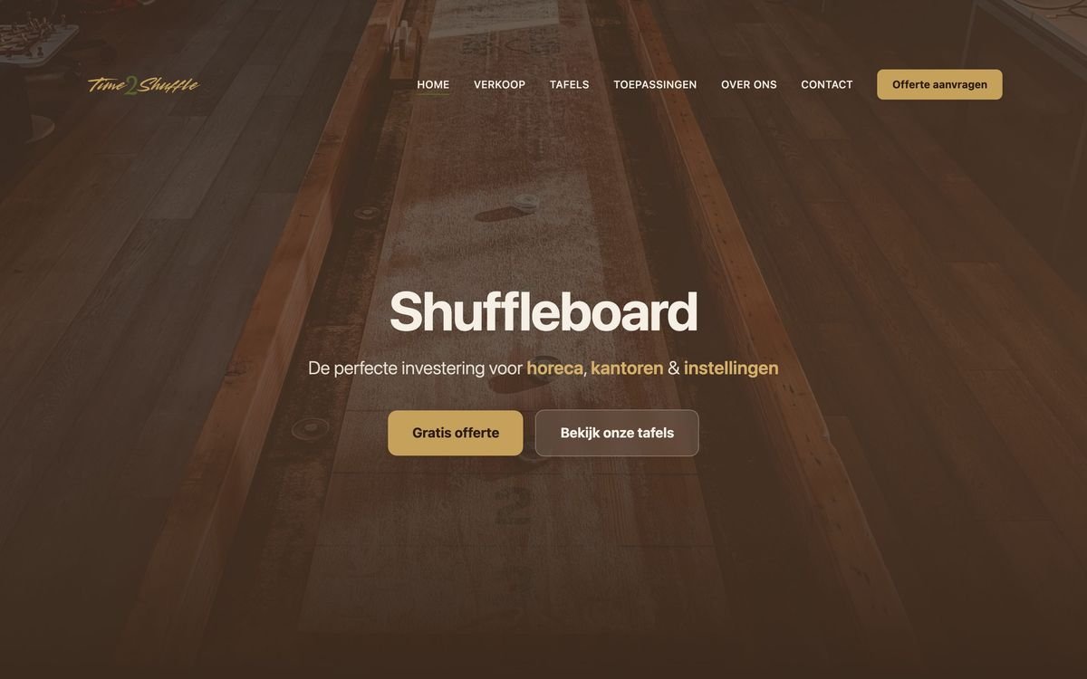 De homepage van Time2Shuffle