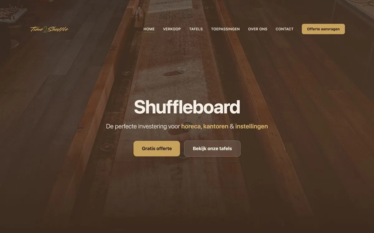 De homepage van Time2Shuffle